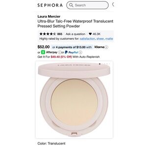 Laura Mercier Ultra-Blur Talc-Free Waterproof Translucent Pressed Setting Powder